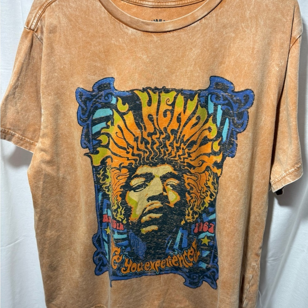Vintage-Style Lucky Brand Hendrix Graphic Tee - Brown with Multicolor Print - Picture 1 of 4
